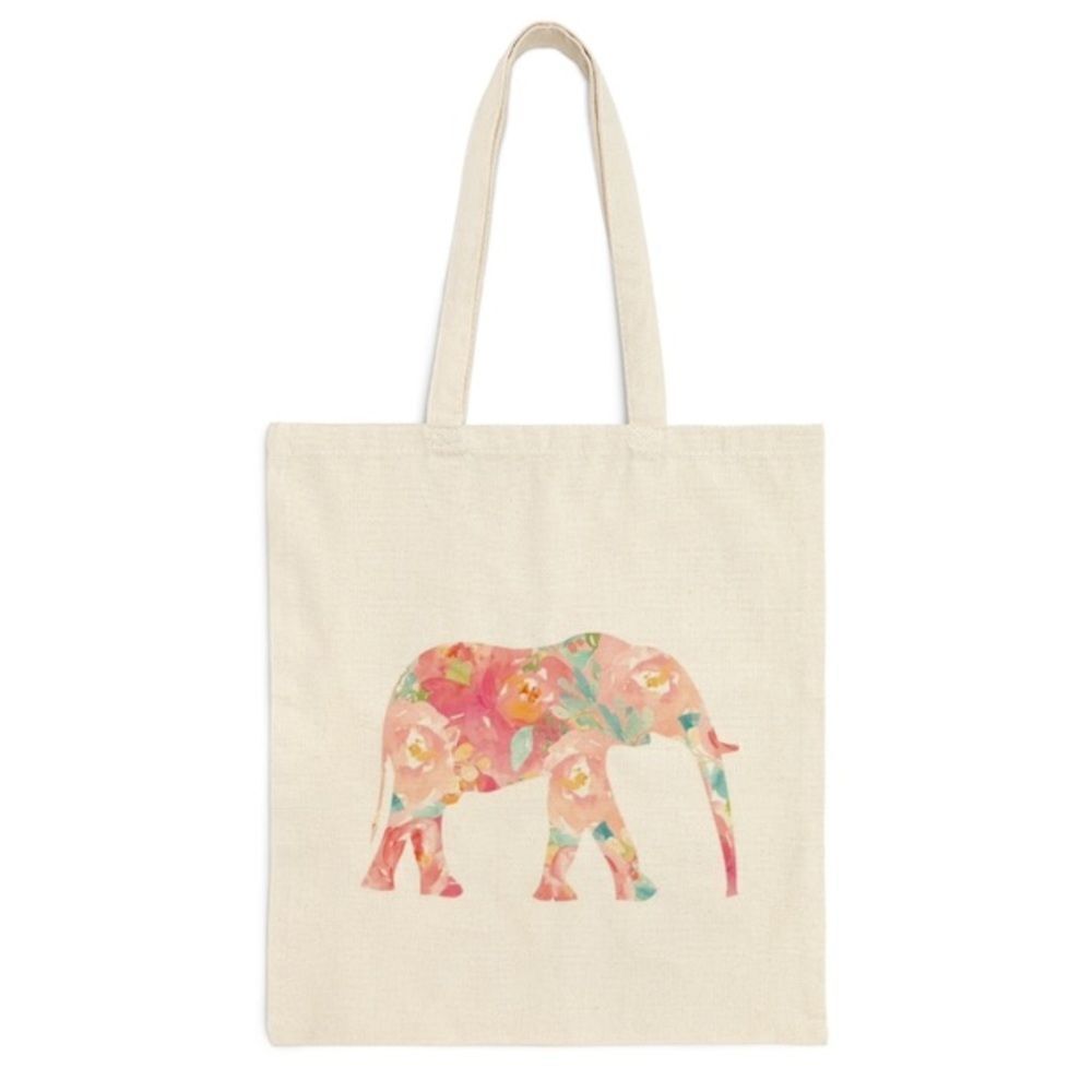 Floral Elephant 🐘 Canvas Tote
